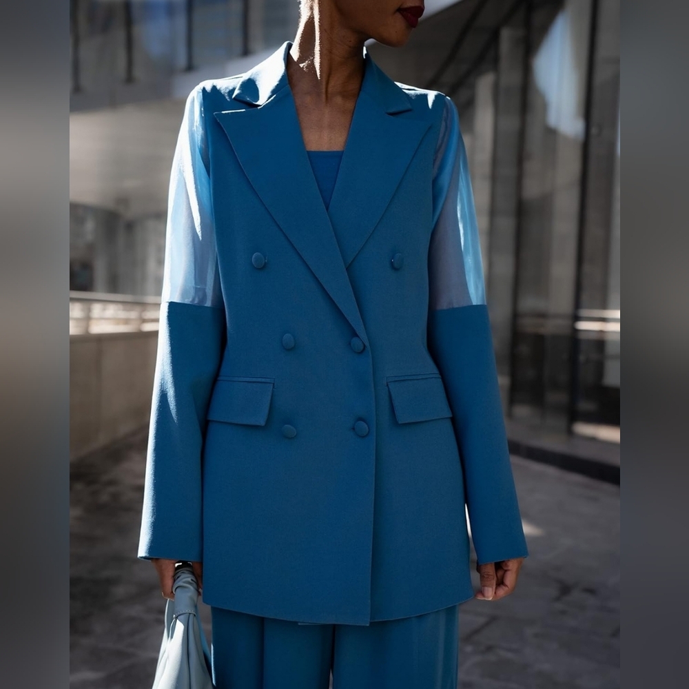 Teal blue blazer